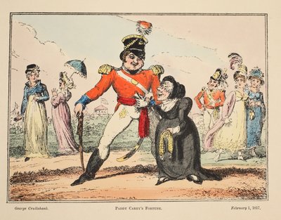 La fortuna di Paddy Carey, pub. 1817 da George Cruikshank